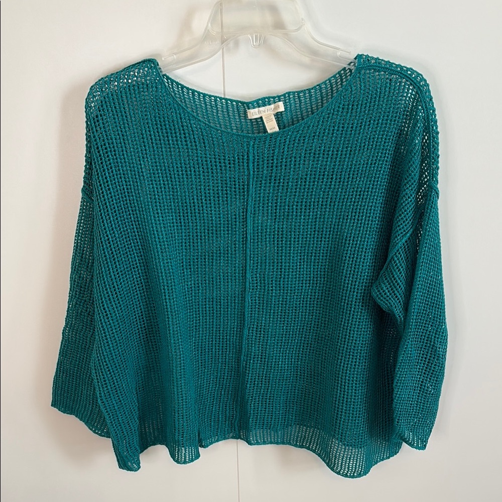 Eileen Fisher Turquoise Open Knit Top